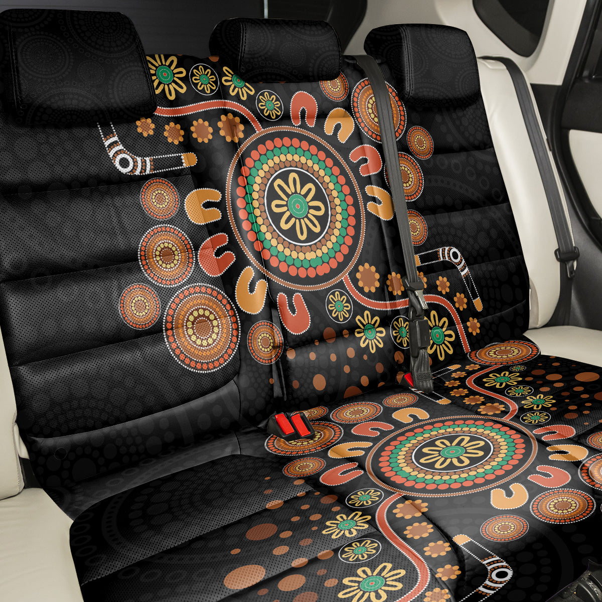 Aboriginal Dots Art Painting With Boomerang Back Car Seat Cover