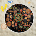 Aboriginal Dots Art Painting With Boomerang Beach Blanket