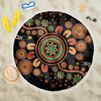 Aboriginal Dots Art Painting With Boomerang Beach Blanket