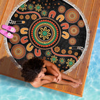 Aboriginal Dots Art Painting With Boomerang Beach Blanket