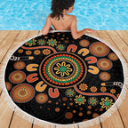Aboriginal Dots Art Painting With Boomerang Beach Blanket