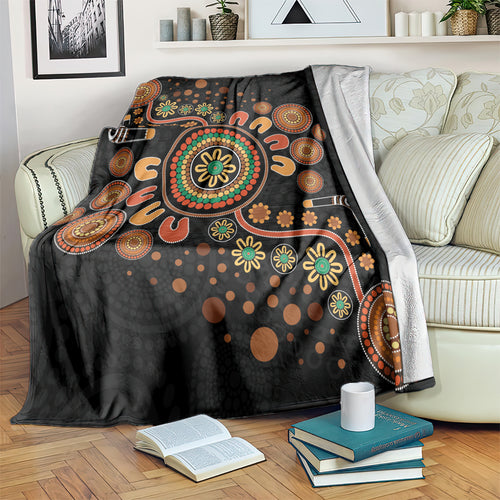 Aboriginal Dots Art Painting With Boomerang Blanket