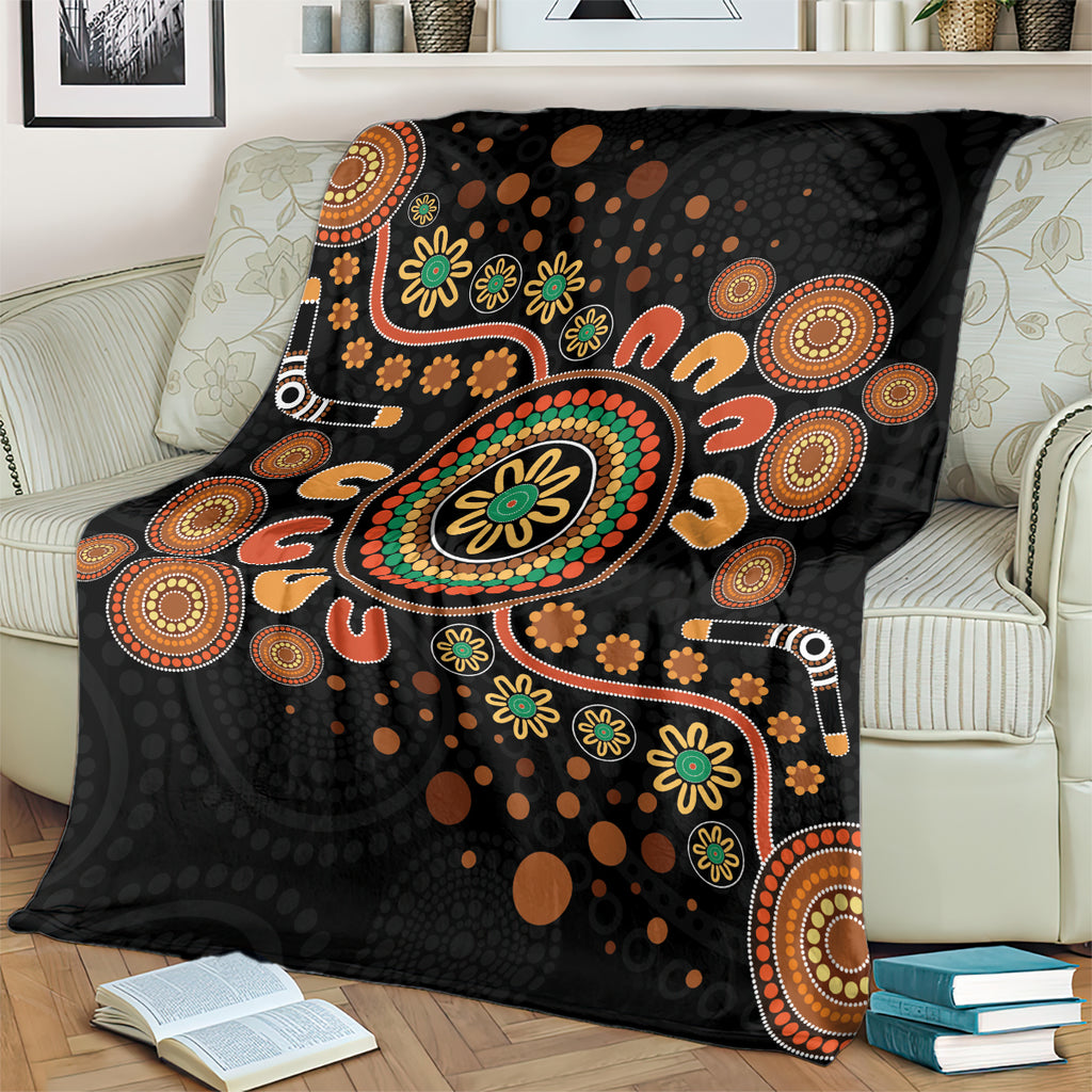 Aboriginal Dots Art Painting With Boomerang Blanket