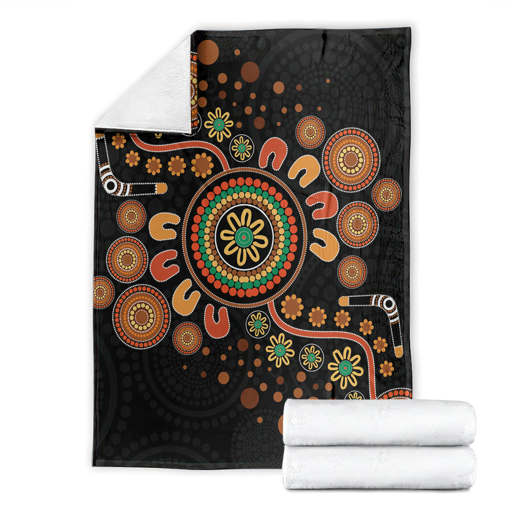 Aboriginal Dots Art Painting With Boomerang Blanket