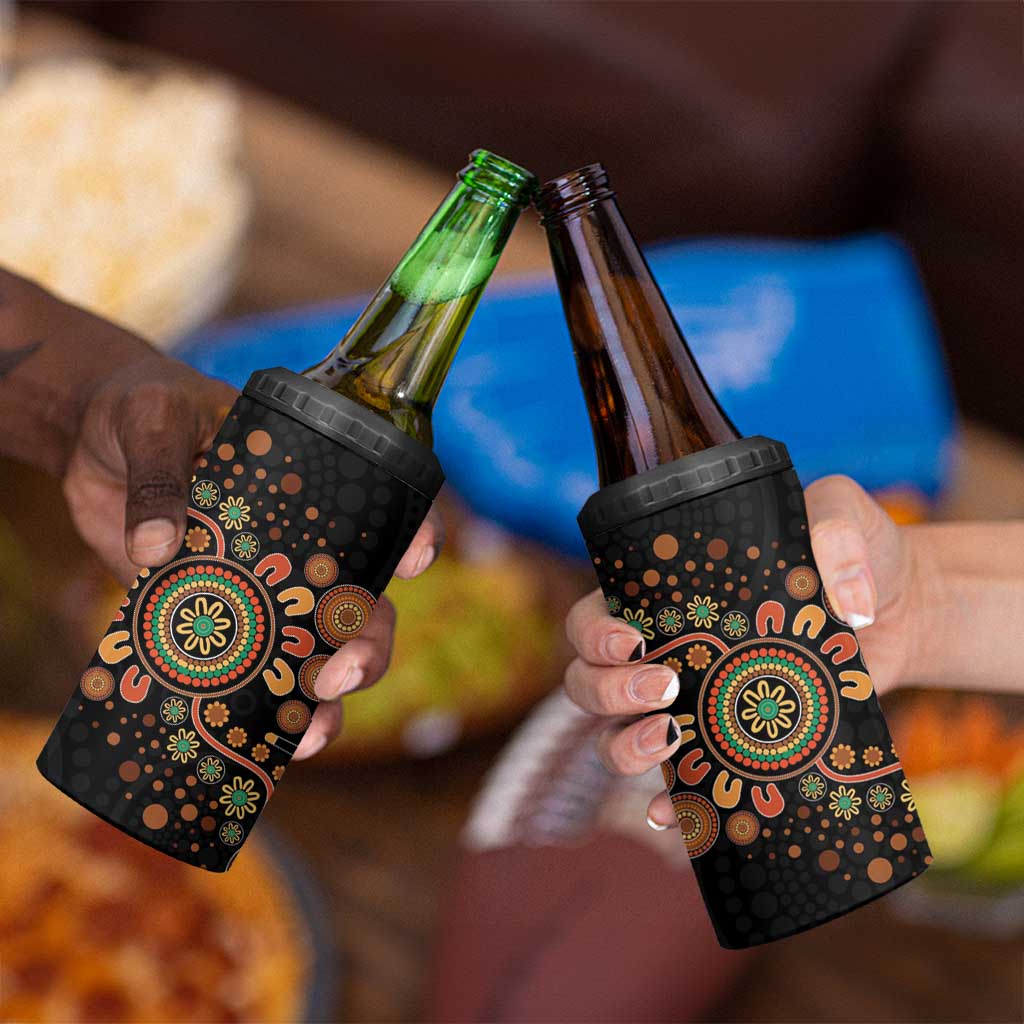 Aboriginal Dots Art Painting With Boomerang 4 in 1 Can Cooler Tumbler