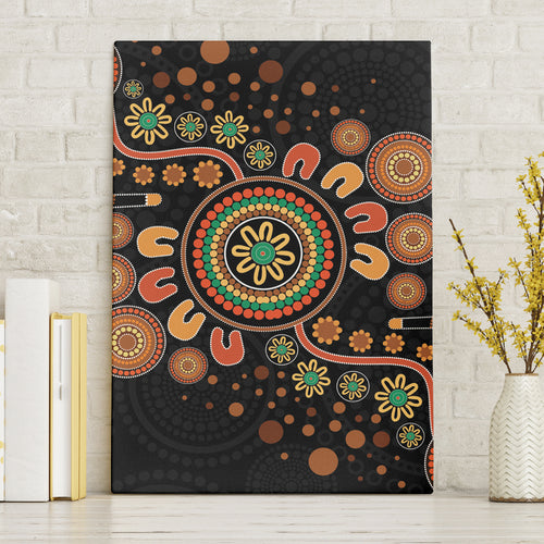 Aboriginal Dots Art Painting With Boomerang Canvas Wall Art