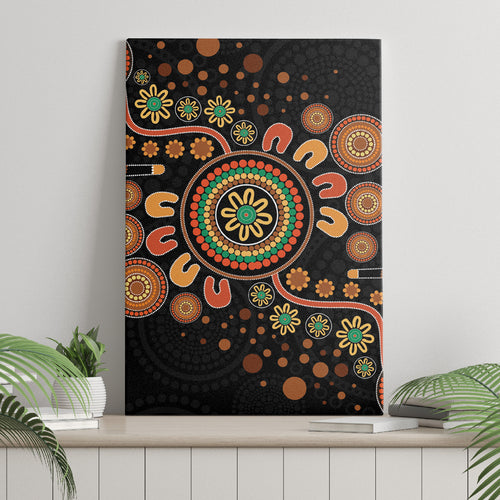 Aboriginal Dots Art Painting With Boomerang Canvas Wall Art
