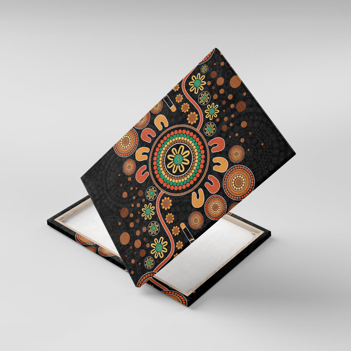 Aboriginal Dots Art Painting With Boomerang Canvas Wall Art