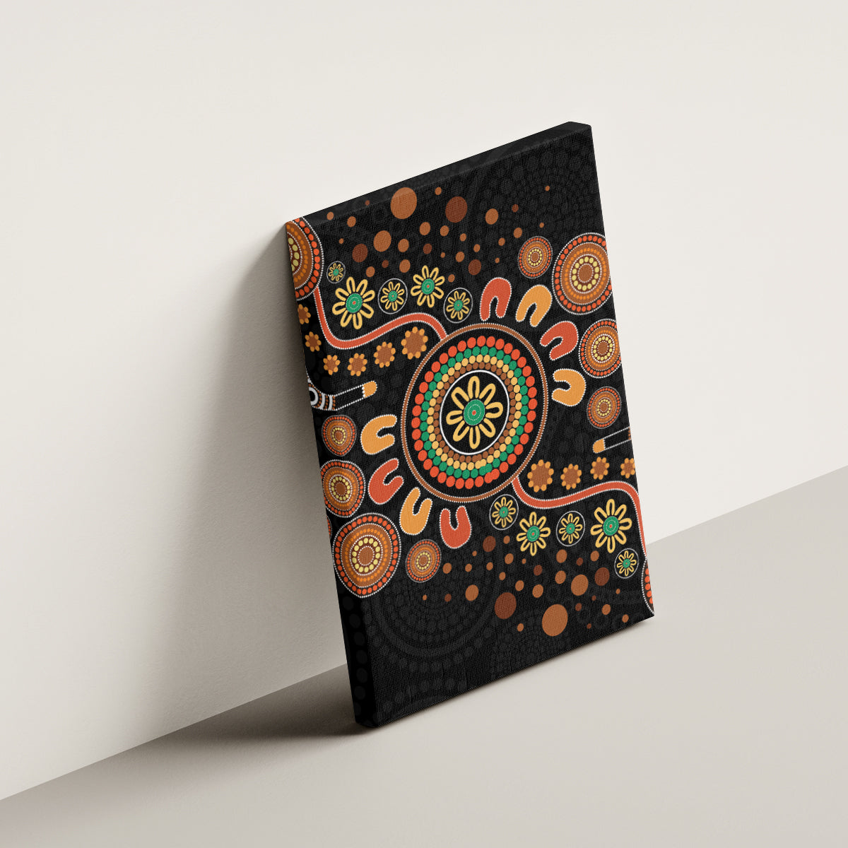 Aboriginal Dots Art Painting With Boomerang Canvas Wall Art