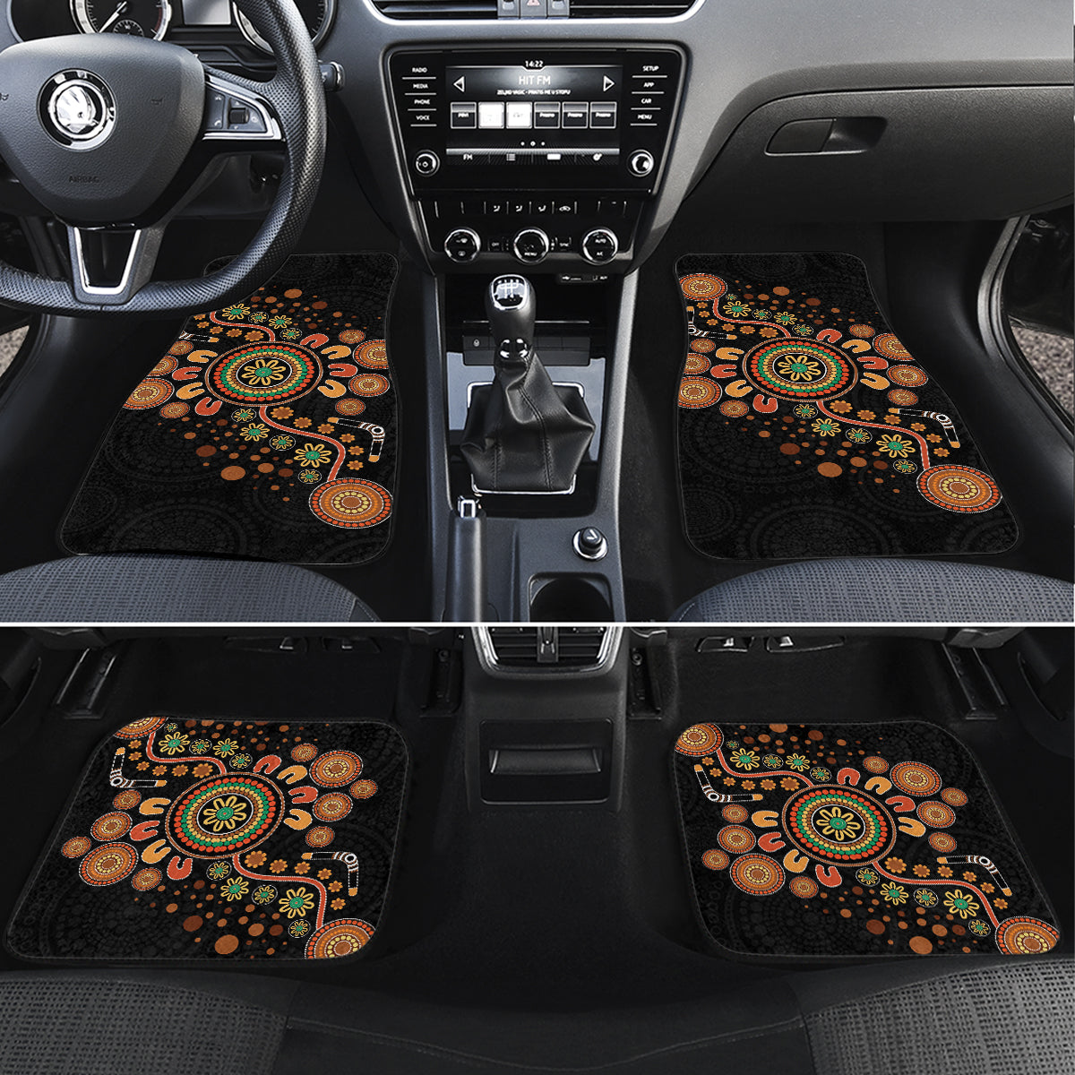Aboriginal Dots Art Painting With Boomerang Car Mats