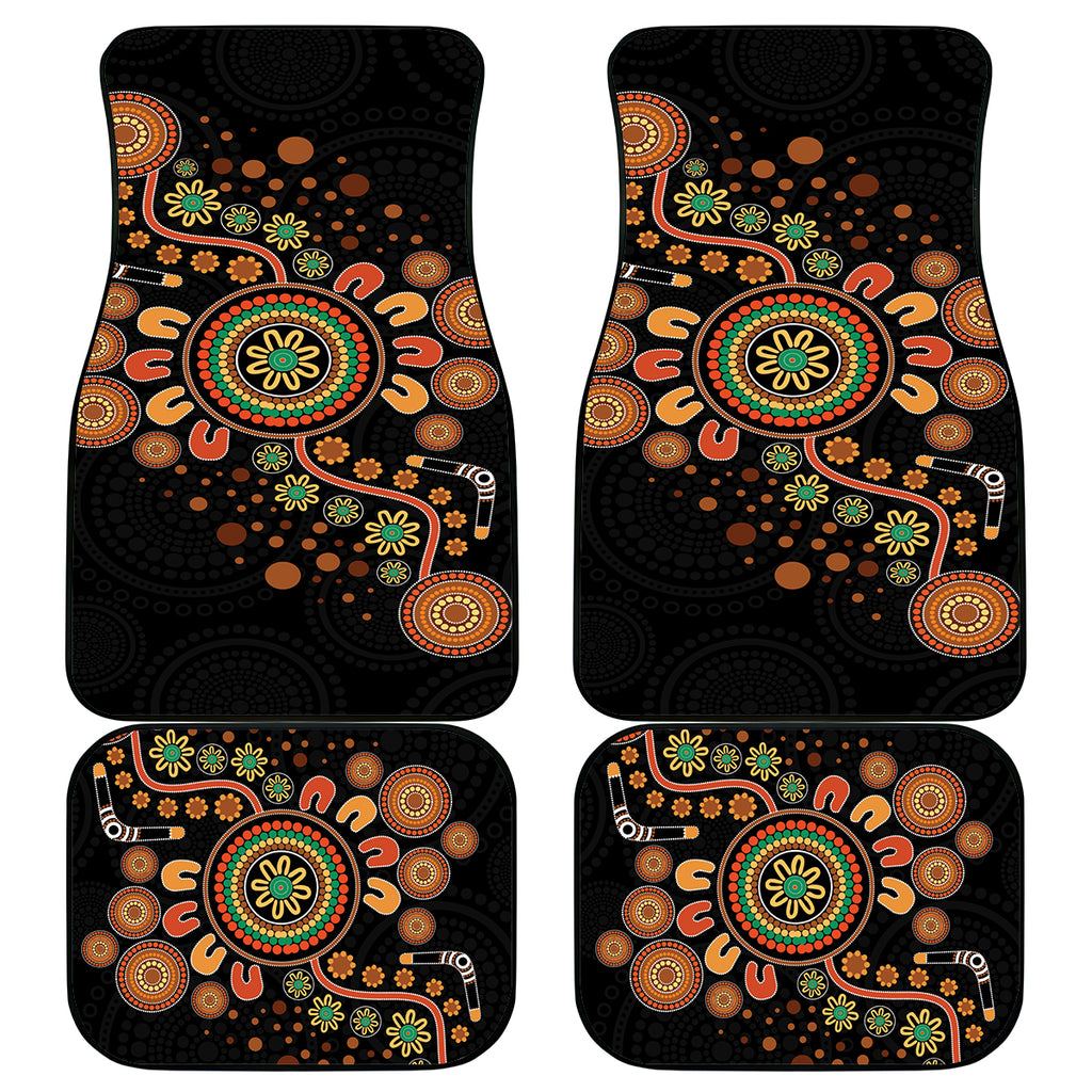 Aboriginal Dots Art Painting With Boomerang Car Mats