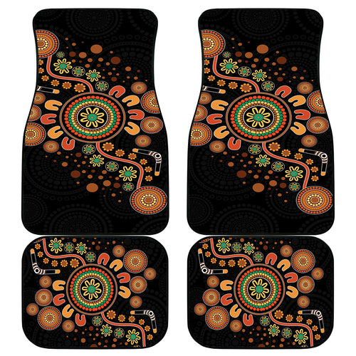 Aboriginal Dots Art Painting With Boomerang Car Mats