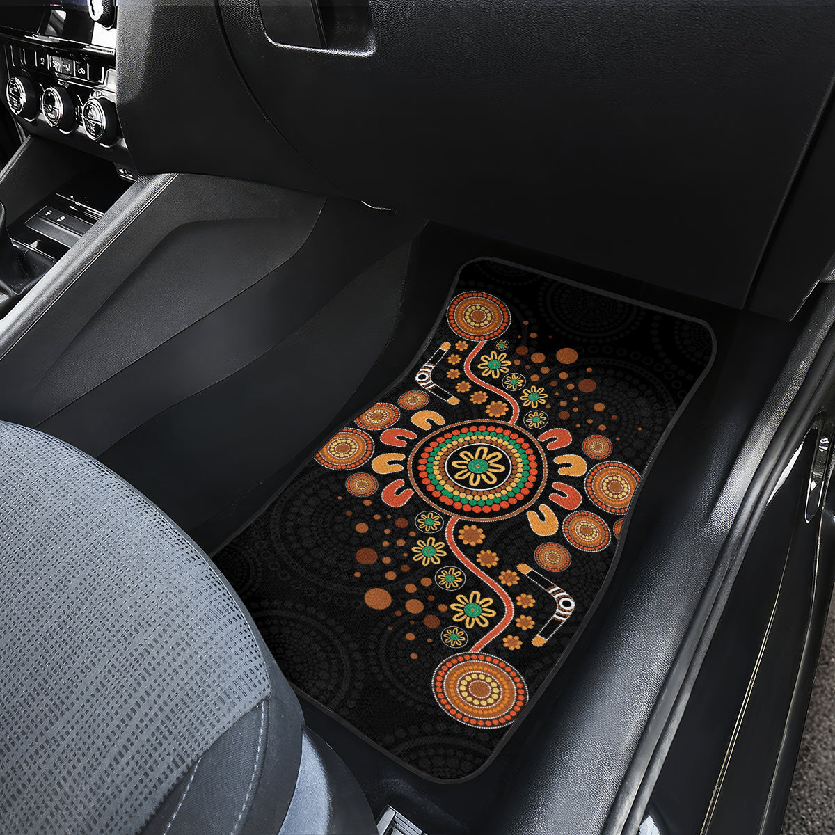 Aboriginal Dots Art Painting With Boomerang Car Mats