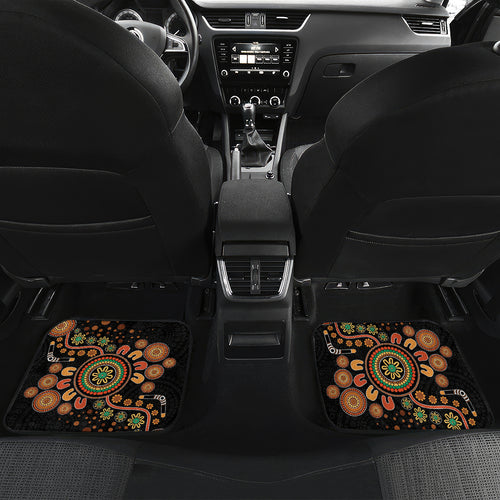 Aboriginal Dots Art Painting With Boomerang Car Mats