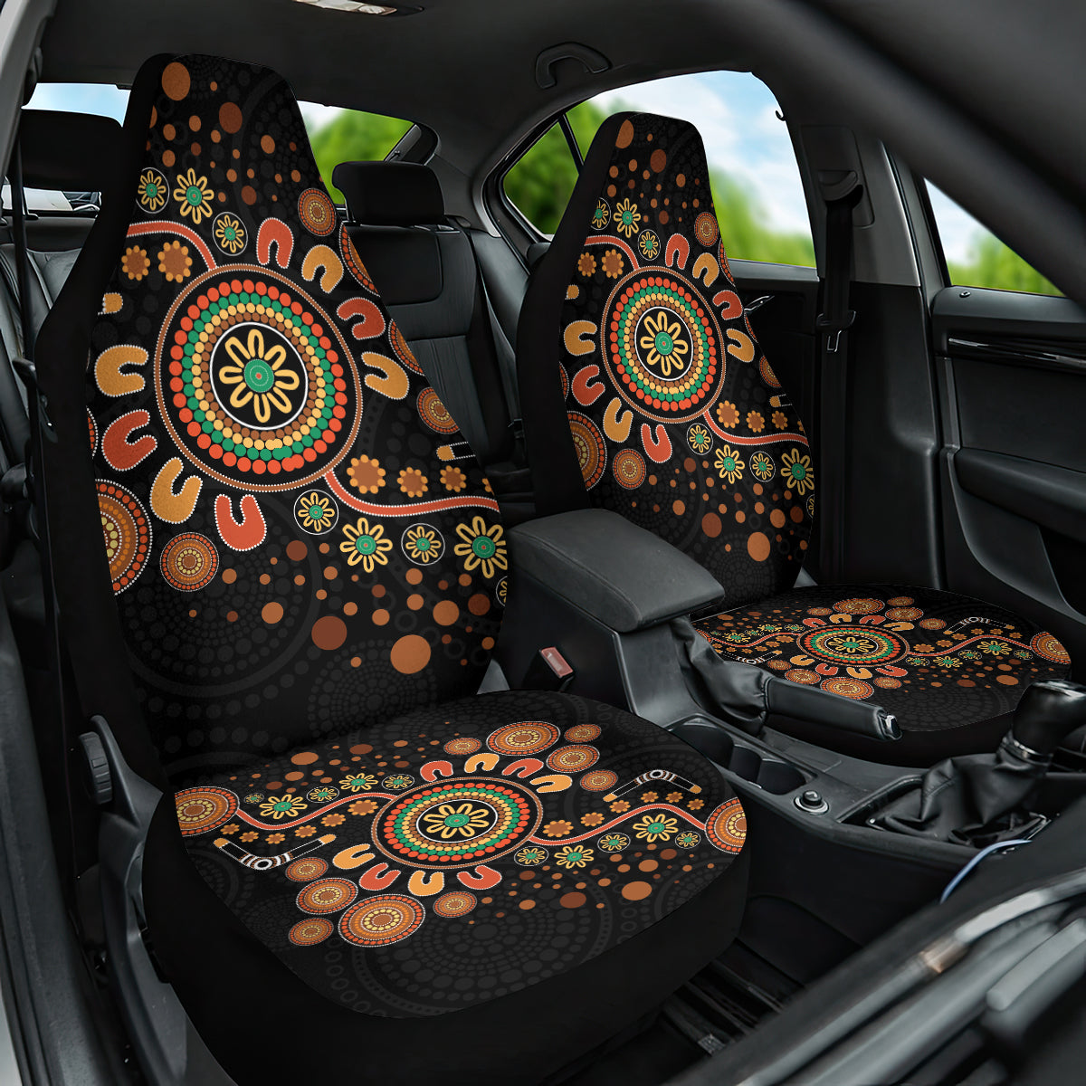 Aboriginal Dots Art Painting With Boomerang Car Seat Cover