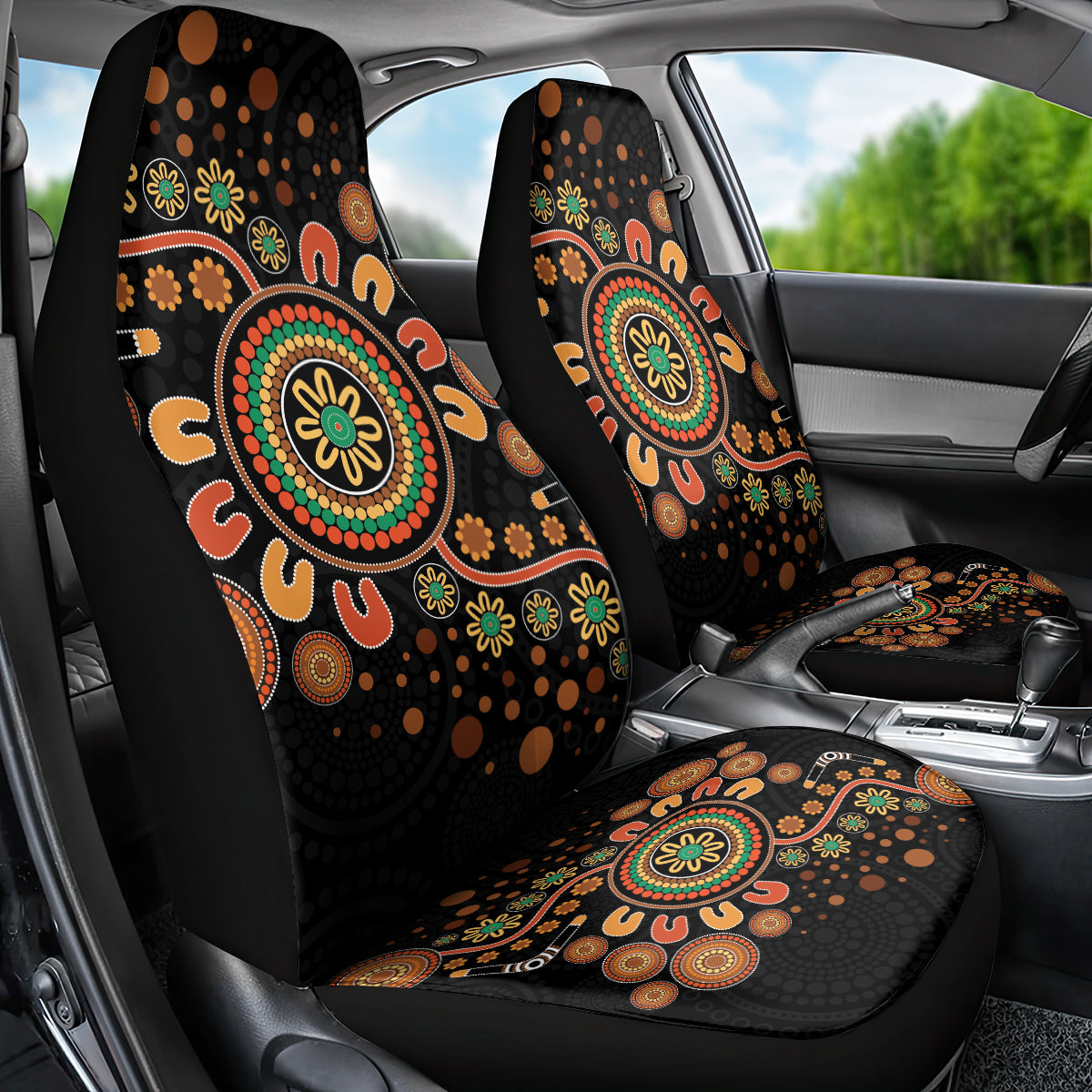 Aboriginal Dots Art Painting With Boomerang Car Seat Cover