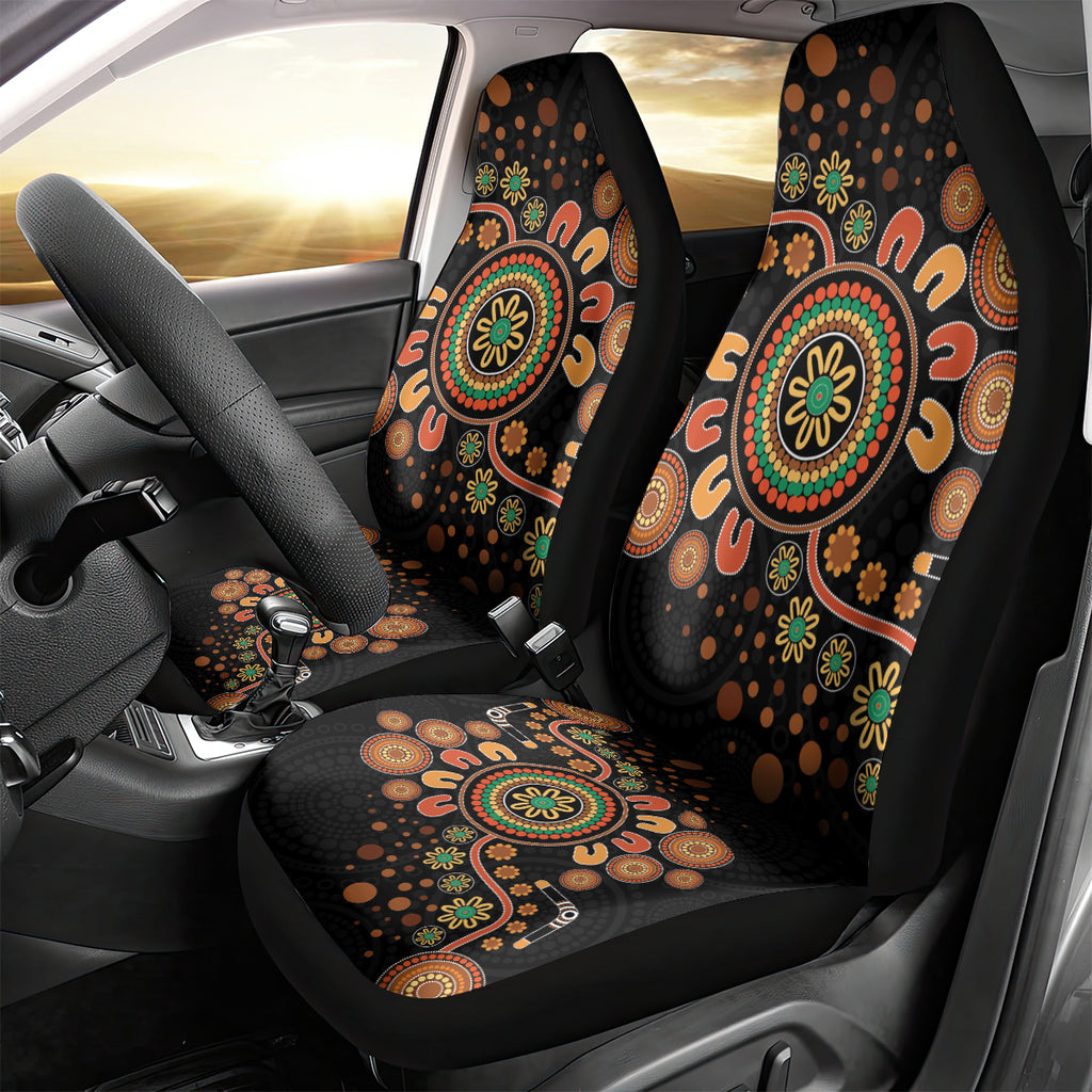 Aboriginal Dots Art Painting With Boomerang Car Seat Cover