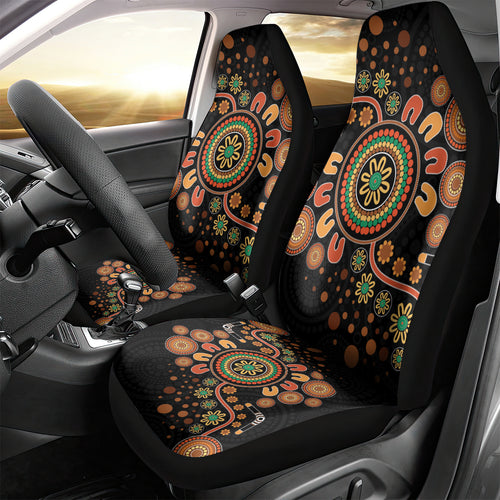 Aboriginal Dots Art Painting With Boomerang Car Seat Cover