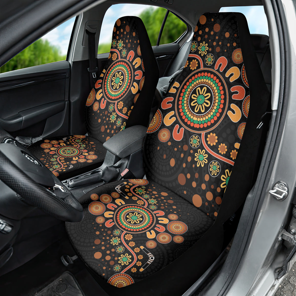 Aboriginal Dots Art Painting With Boomerang Car Seat Cover