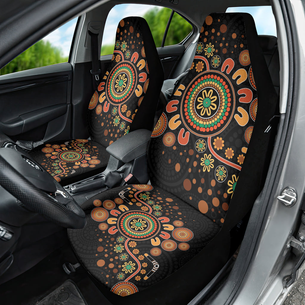 Aboriginal Dots Art Painting With Boomerang Car Seat Cover