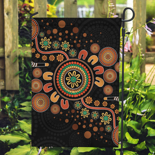 Aboriginal Dots Art Painting With Boomerang Garden Flag