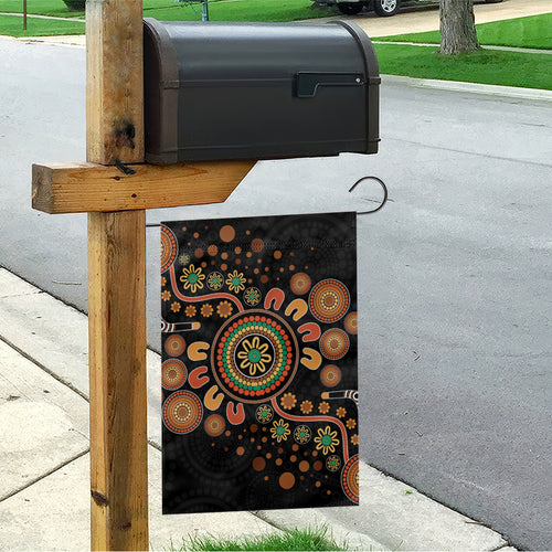 Aboriginal Dots Art Painting With Boomerang Garden Flag