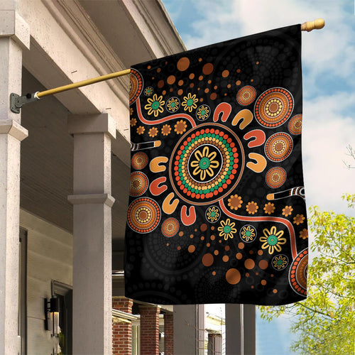 Aboriginal Dots Art Painting With Boomerang Garden Flag