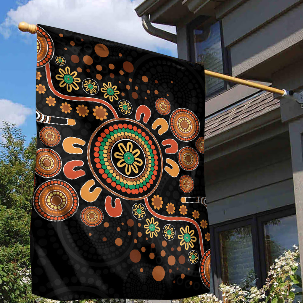 Aboriginal Dots Art Painting With Boomerang Garden Flag