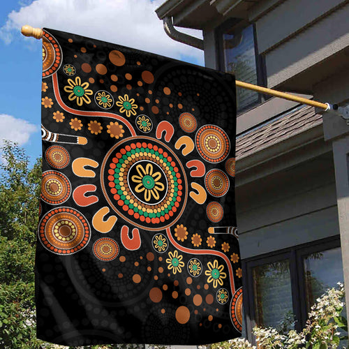 Aboriginal Dots Art Painting With Boomerang Garden Flag