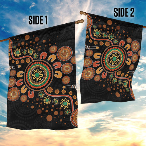 Aboriginal Dots Art Painting With Boomerang Garden Flag