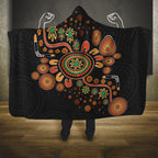 Aboriginal Dots Art Painting With Boomerang Hooded Blanket