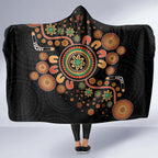 Aboriginal Dots Art Painting With Boomerang Hooded Blanket