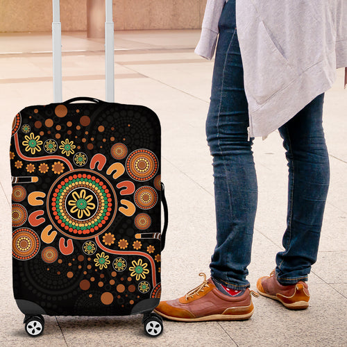 Aboriginal Dots Art Painting With Boomerang Luggage Cover
