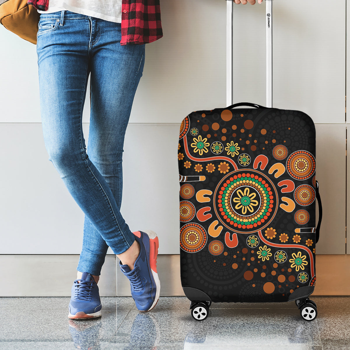 Aboriginal Dots Art Painting With Boomerang Luggage Cover