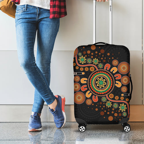 Aboriginal Dots Art Painting With Boomerang Luggage Cover