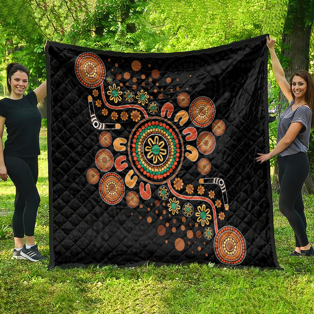 Aboriginal Dots Art Painting With Boomerang Quilt