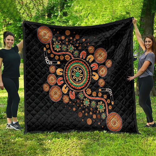 Aboriginal Dots Art Painting With Boomerang Quilt
