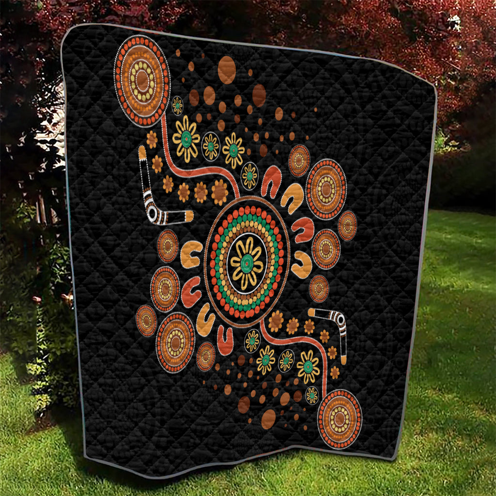 Aboriginal Dots Art Painting With Boomerang Quilt