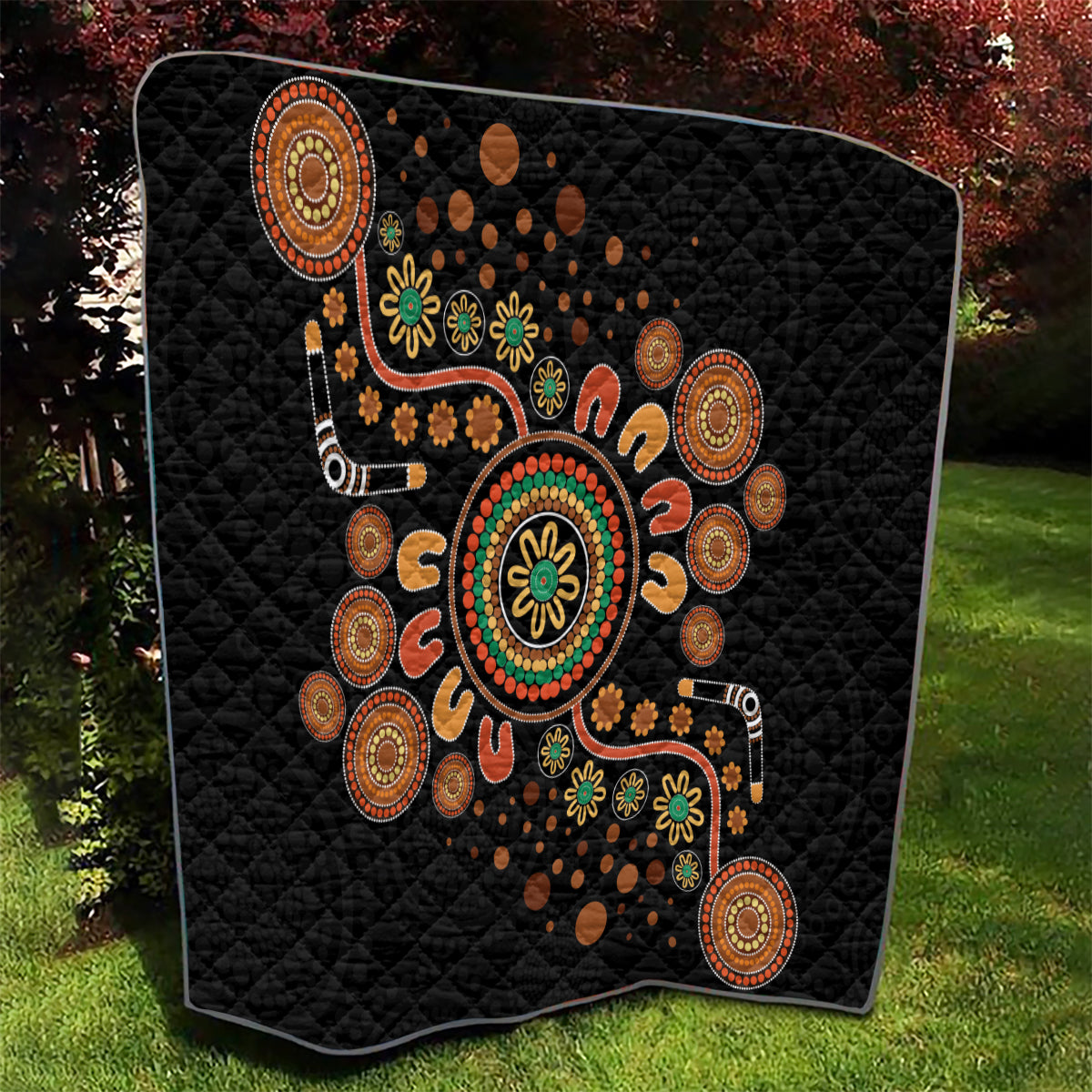 Aboriginal Dots Art Painting With Boomerang Quilt
