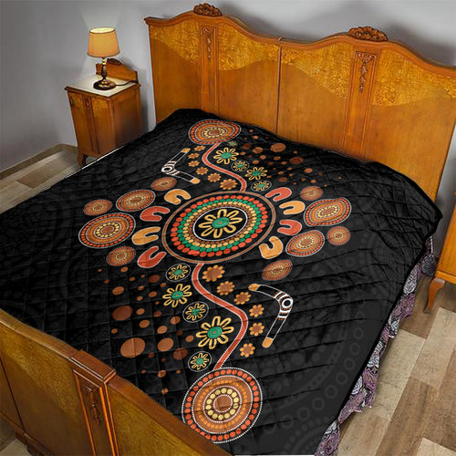 Aboriginal Dots Art Painting With Boomerang Quilt