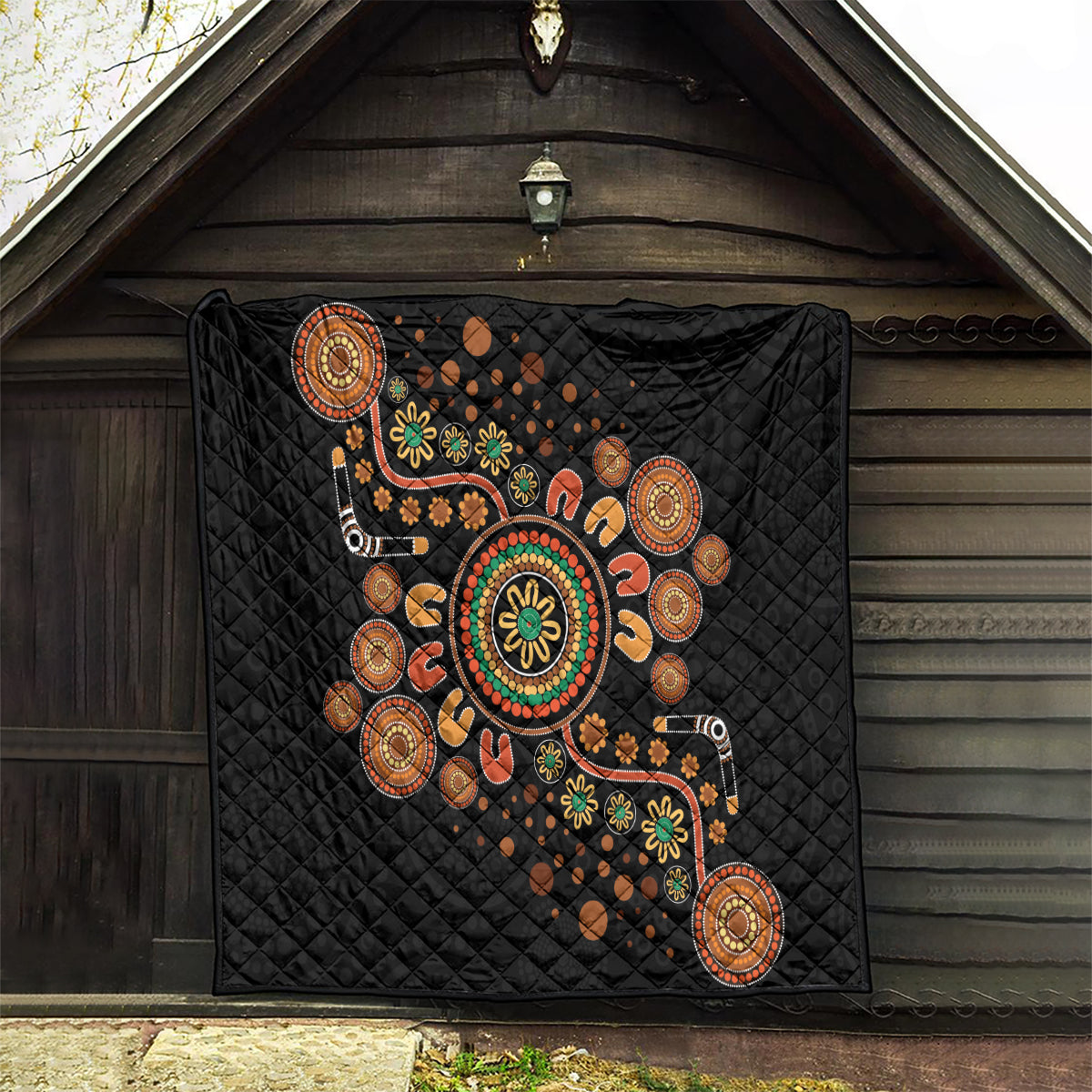Aboriginal Dots Art Painting With Boomerang Quilt