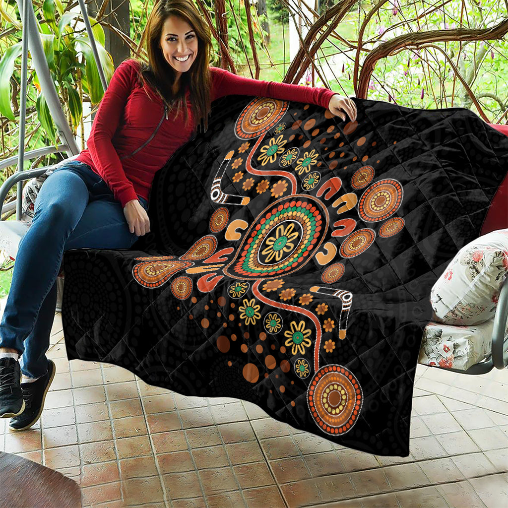 Aboriginal Dots Art Painting With Boomerang Quilt