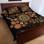 Aboriginal Dots Art Painting With Boomerang Quilt Bed Set
