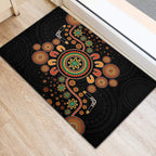 Aboriginal Dots Art Painting With Boomerang Rubber Doormat