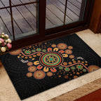 Aboriginal Dots Art Painting With Boomerang Rubber Doormat