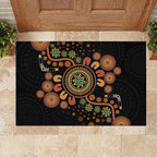Aboriginal Dots Art Painting With Boomerang Rubber Doormat