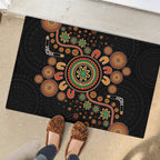 Aboriginal Dots Art Painting With Boomerang Rubber Doormat