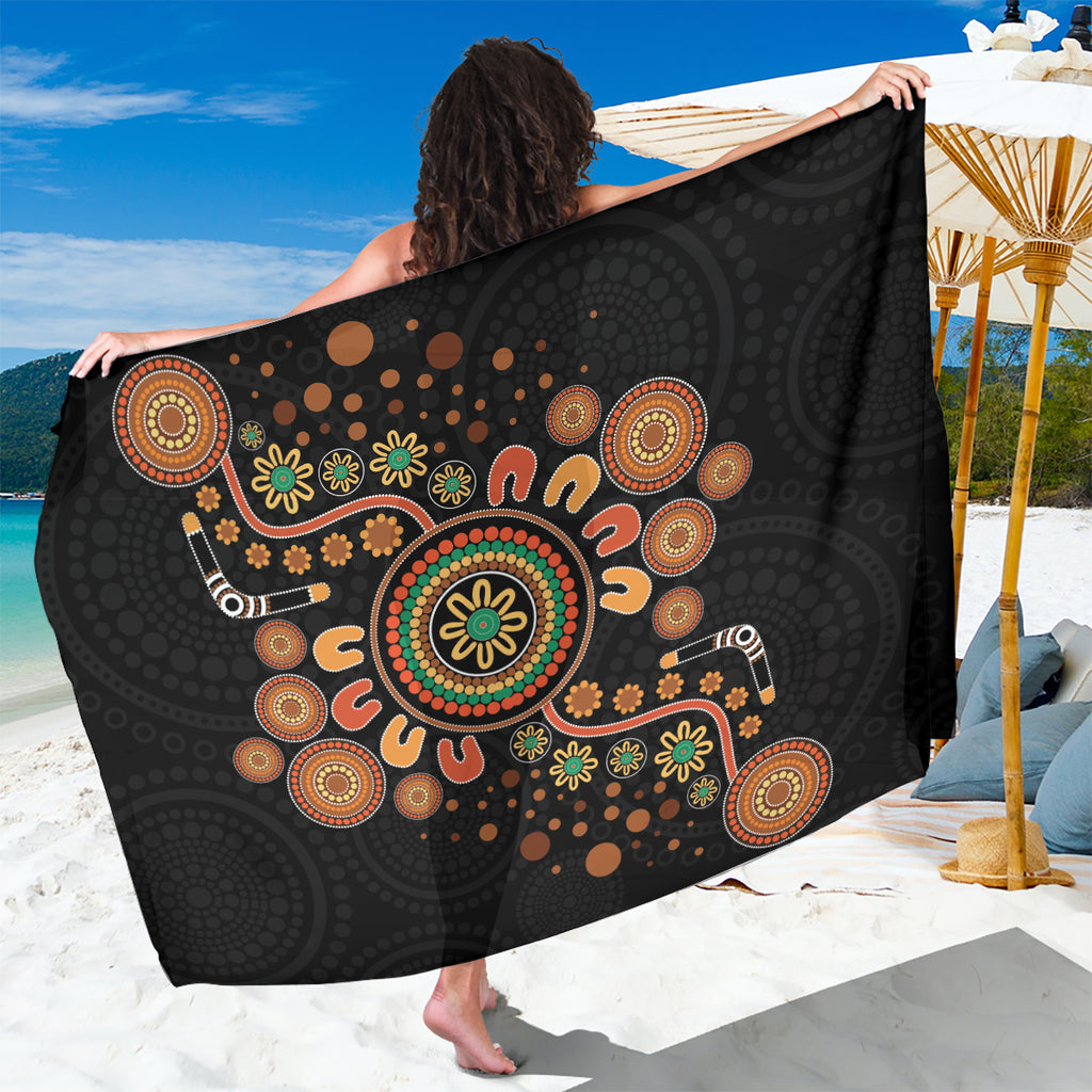 Aboriginal Dots Art Painting With Boomerang Sarong