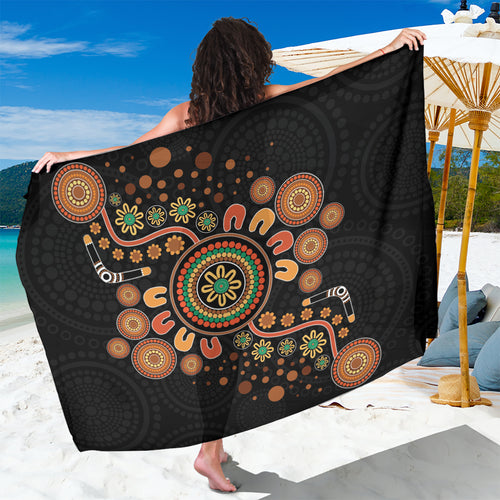 Aboriginal Dots Art Painting With Boomerang Sarong