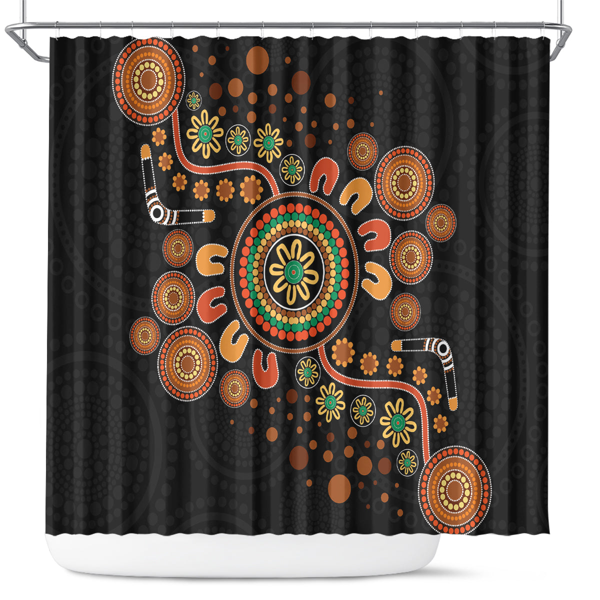 Aboriginal Dots Art Painting With Boomerang Shower Curtain